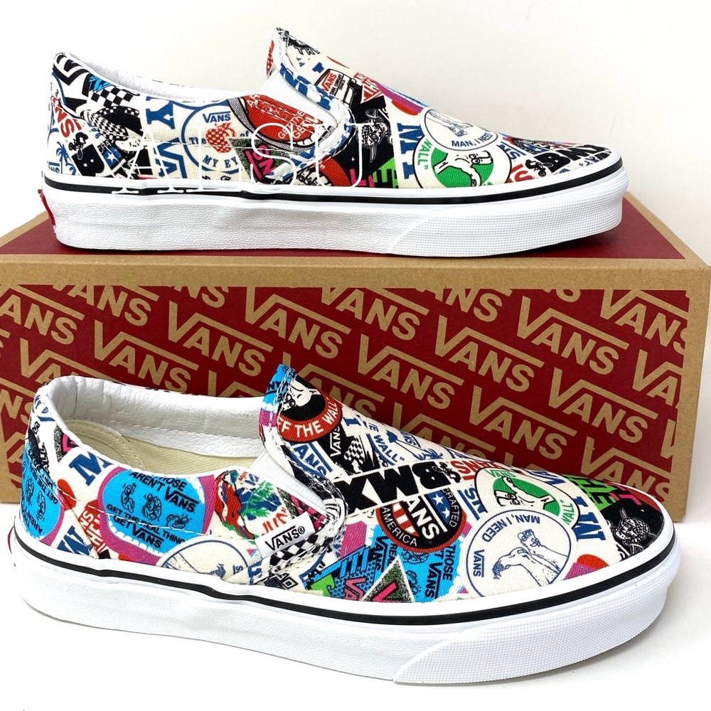 VANS Comics Classic Slip On Stickers Mash Up Canvas SB Women's Size VN0A38F7VFV - Picture 3 of 13